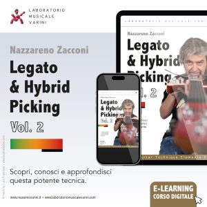 l'immagine mostra Nazzareno Zacconi con la chitarra, immagine illustrativa per i corsi tenuti sul Laboratorio Musicale Varini per il progetto GTE Guitar Technique Elements che comprende 8 corsi, in 4 ambiti, ciascuno sviluppato in due volumi (livello intermedio-avanzato e livello avanzato-pro). Tapping, Legato e Hybrid Picking, Sweep Picking e Alternate Picking