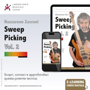 l'immagine mostra Nazzareno Zacconi con la chitarra, immagine illustrativa per i corsi tenuti sul Laboratorio Musicale Varini per il progetto GTE Guitar Technique Elements che comprende 8 corsi, in 4 ambiti, ciascuno sviluppato in due volumi (livello intermedio-avanzato e livello avanzato-pro). Tapping, Legato e Hybrid Picking, Sweep Picking e Alternate Picking