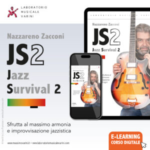 corso chitarra jazz survival di Nazzareno Zacconi, nella foto si vede il docente con una chitarra semiacustica in braccio