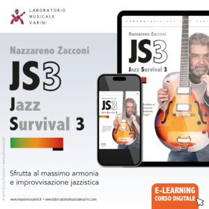 corso chitarra jazz survival di Nazzareno Zacconi, nella foto si vede il docente con una chitarra semiacustica in braccio