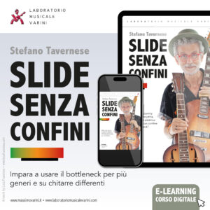 il docente del corso imbraccia un paio di chitarre resonator e slide
